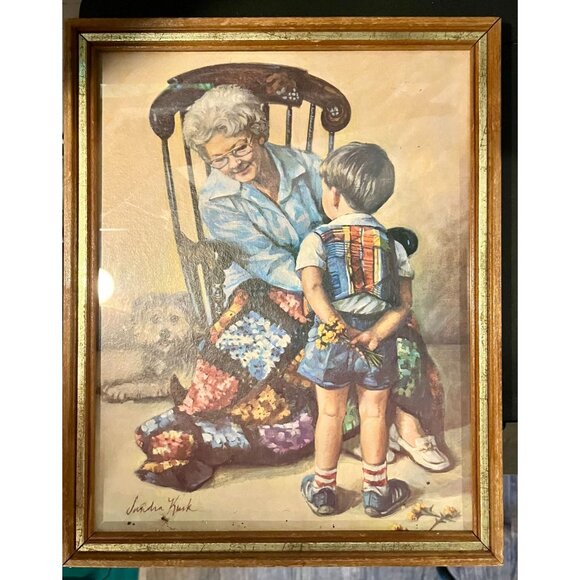 Vintage Sandra Kuck Framed Print Flowers for Grandma - Picture 1 of 4